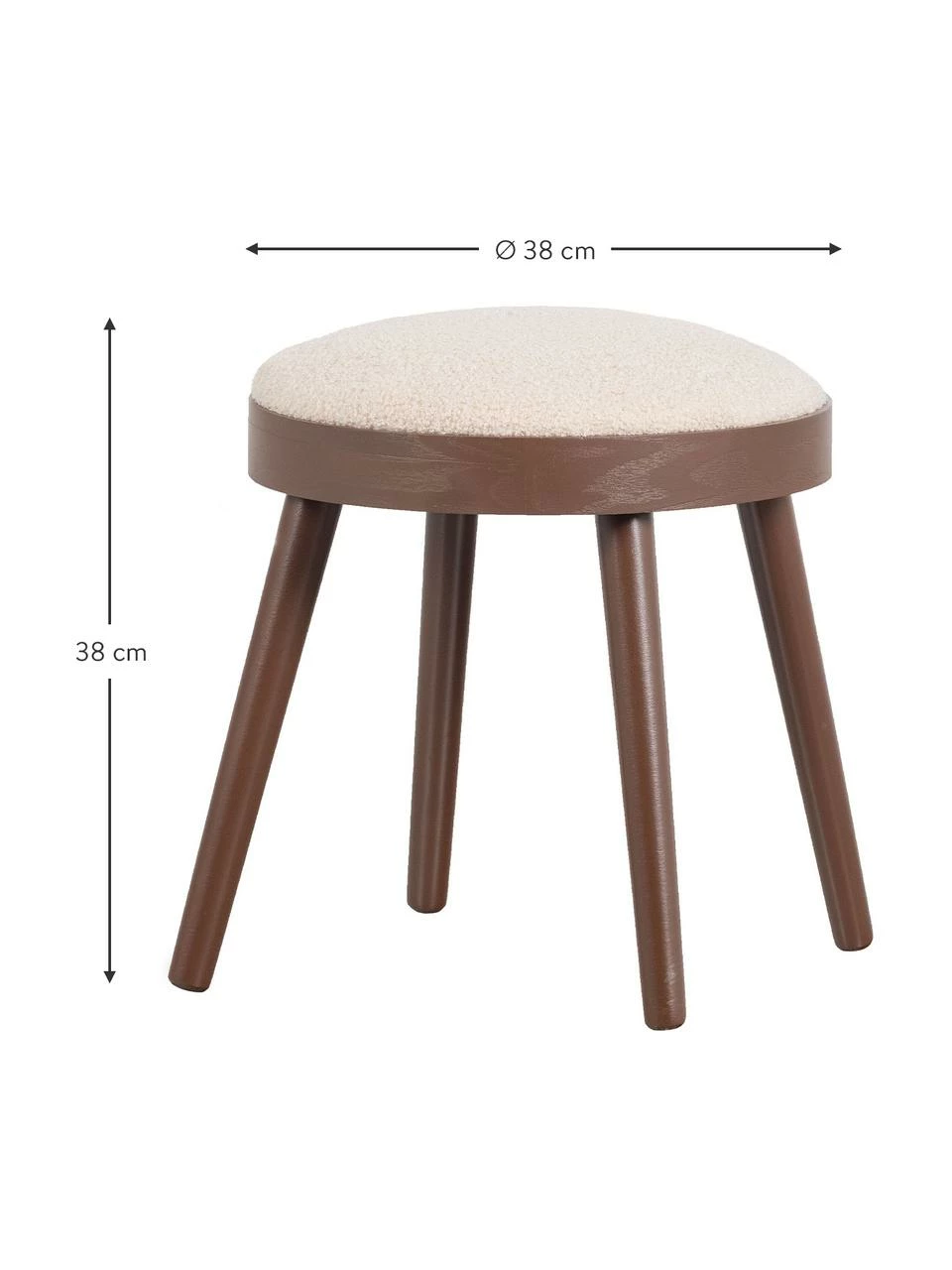 Tabouret/table d'appoint avec coussin en tissu bouclé Laurie, Ø 38 x haut. 38 cm – Image 2